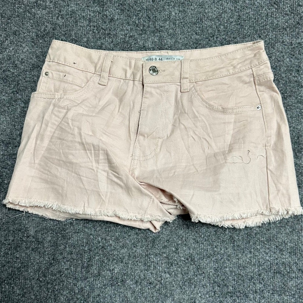 Primark Denim Co Shorts Womens Size 8 Pink Raw Hem Casual Summer Five Pocket